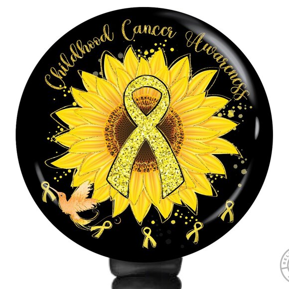 Childhood Cancer Awareness Badge Reel - Sunflower Nursing Badge Reel - Yellow - Picture 1 of 5
